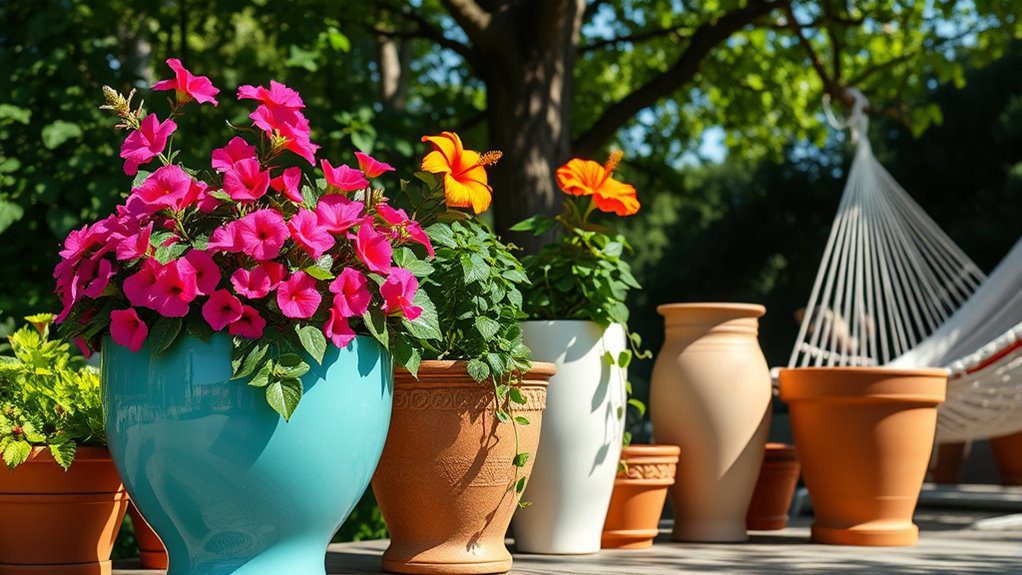 vibrant pot display arrangements