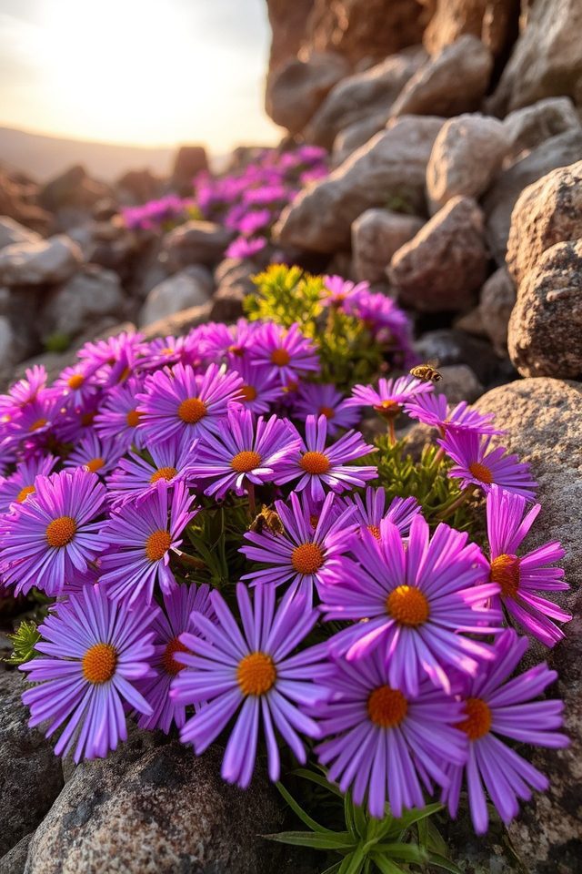 vibrant purple rock garden