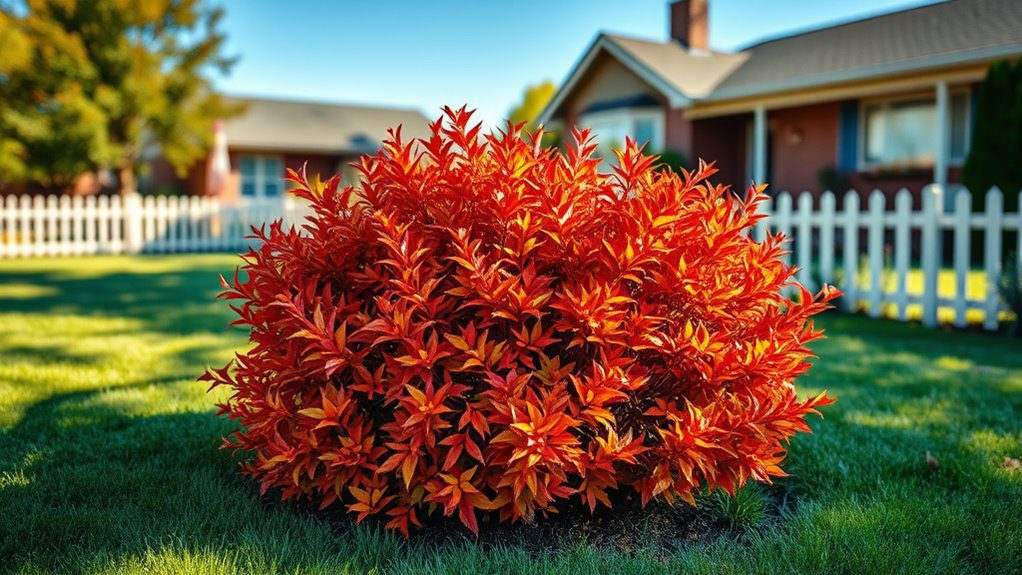 vibrant red compact shrub