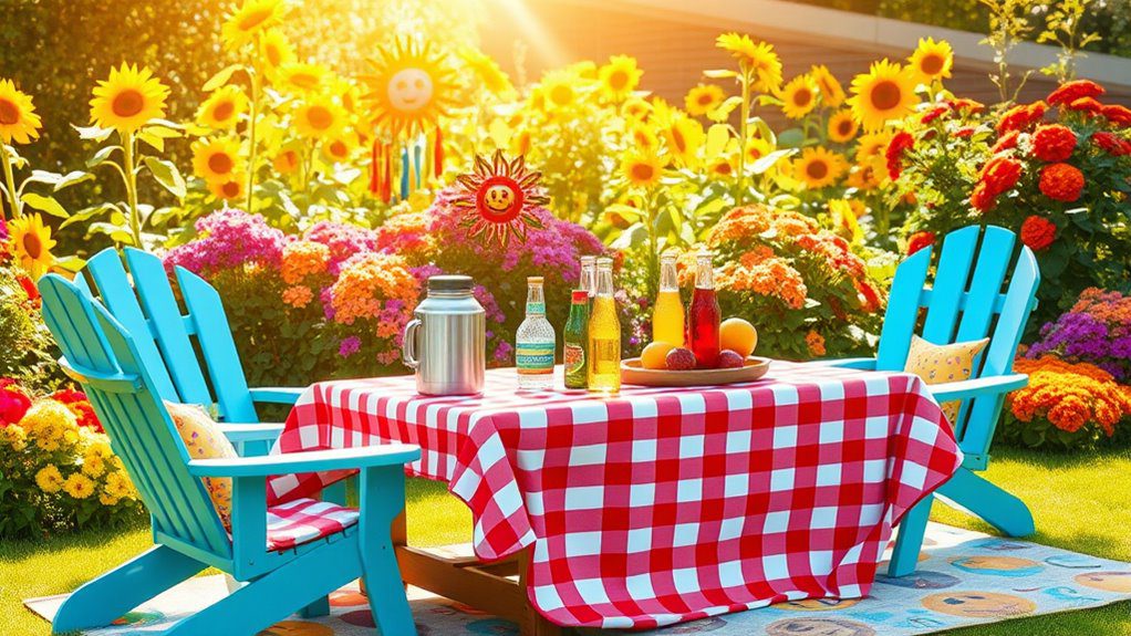 vibrant retro garden decor