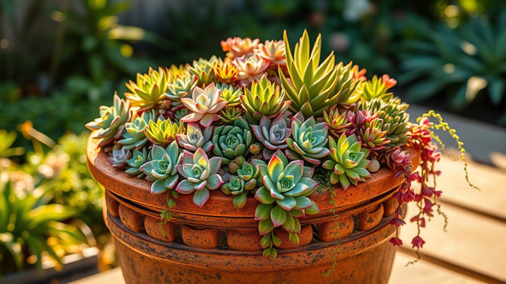 vibrant succulent container displays