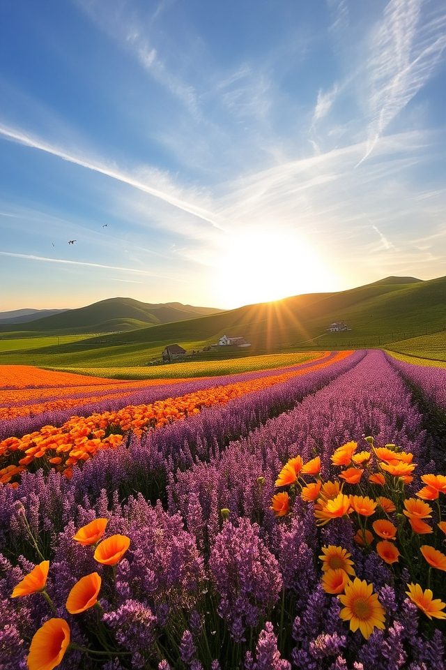 vibrant summer flower fields