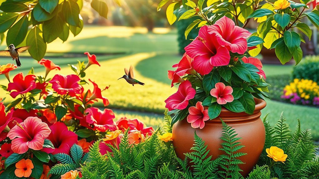 vibrant tropical hibiscus display
