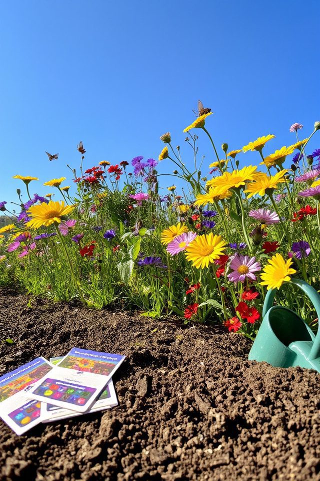 vibrant wildflower garden border