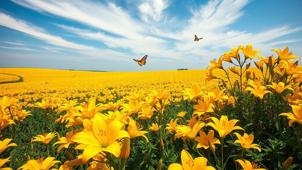 vibrant yellow daylily fields