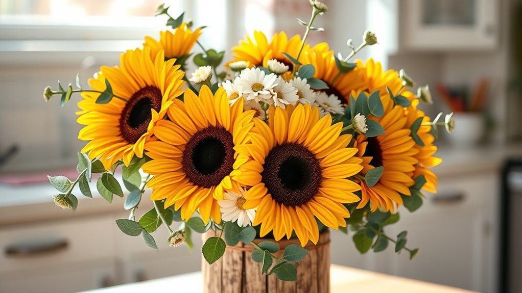 vibrant yellow sunflower bouquets