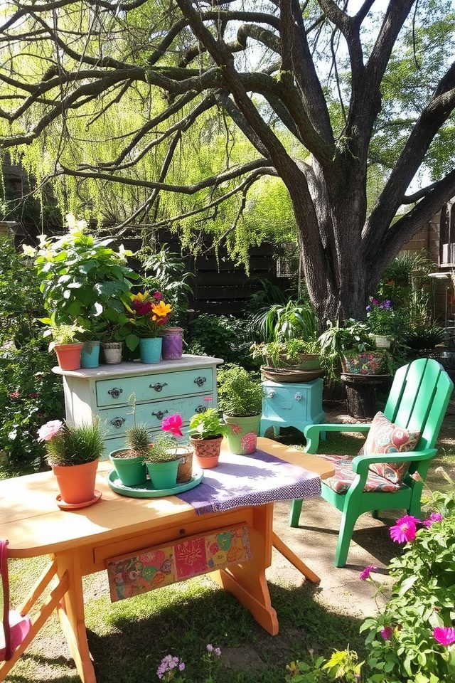 vintage furniture enhances gardens