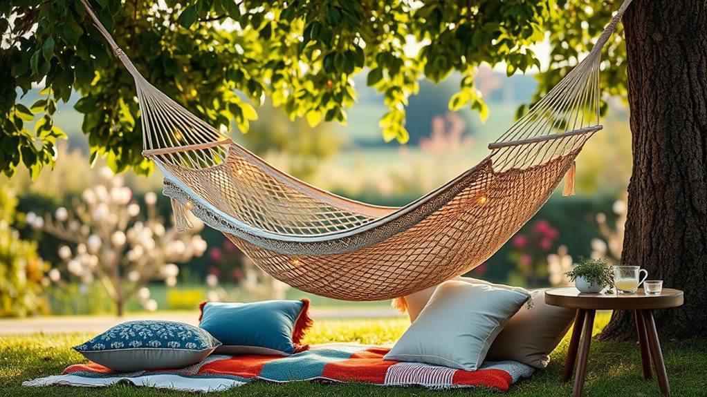 vintage hammock and lights