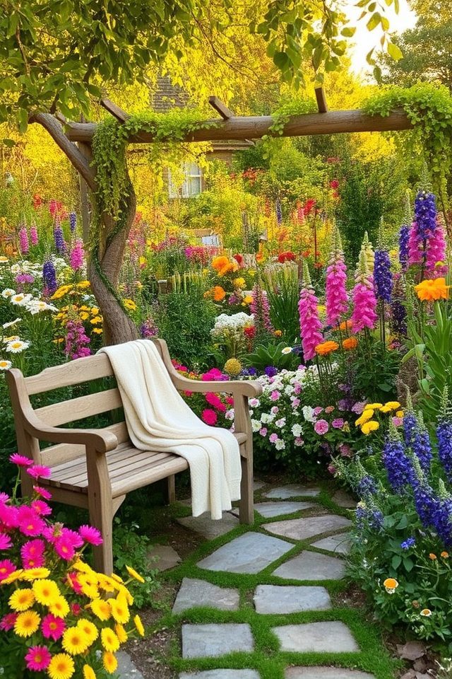 whimsical colorful outdoor oasis