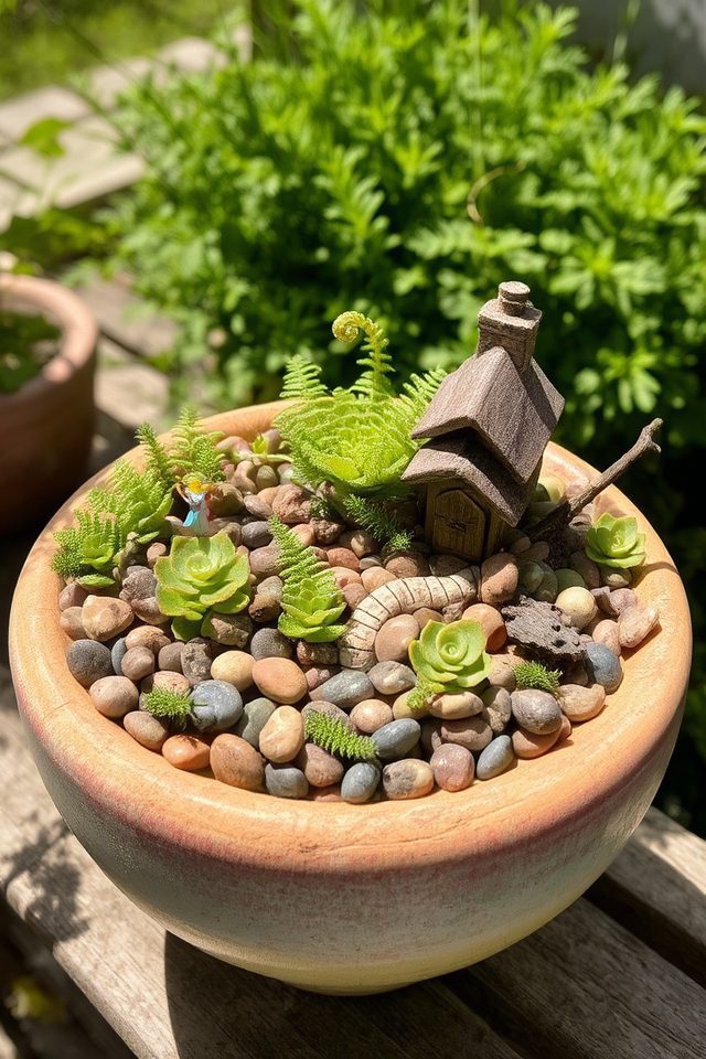 whimsical container fairy garden