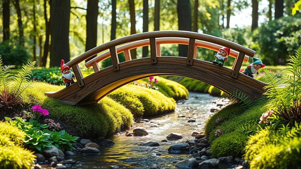 whimsical gnome garden bridge