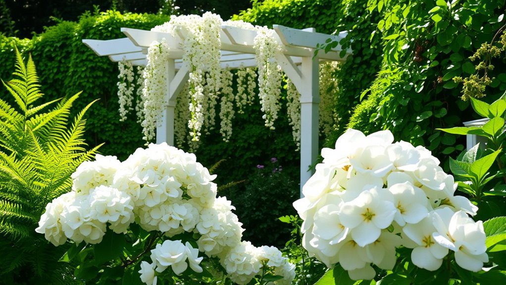 white blooms and greenery