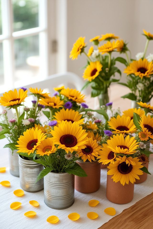 charming miniature sunflower arrangements