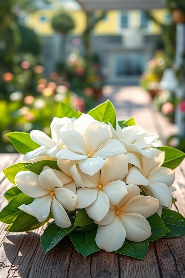 elegant fragrant gardenias bloom