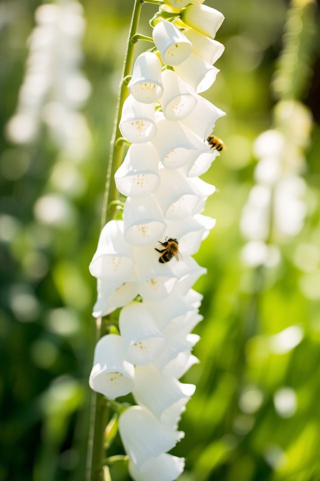elegant white foxglove blooms