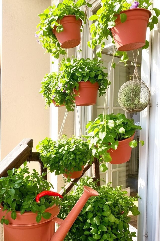 herbs in elevated planters