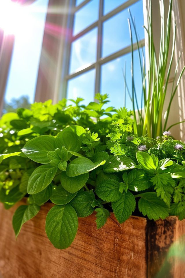 herbs thriving in containers