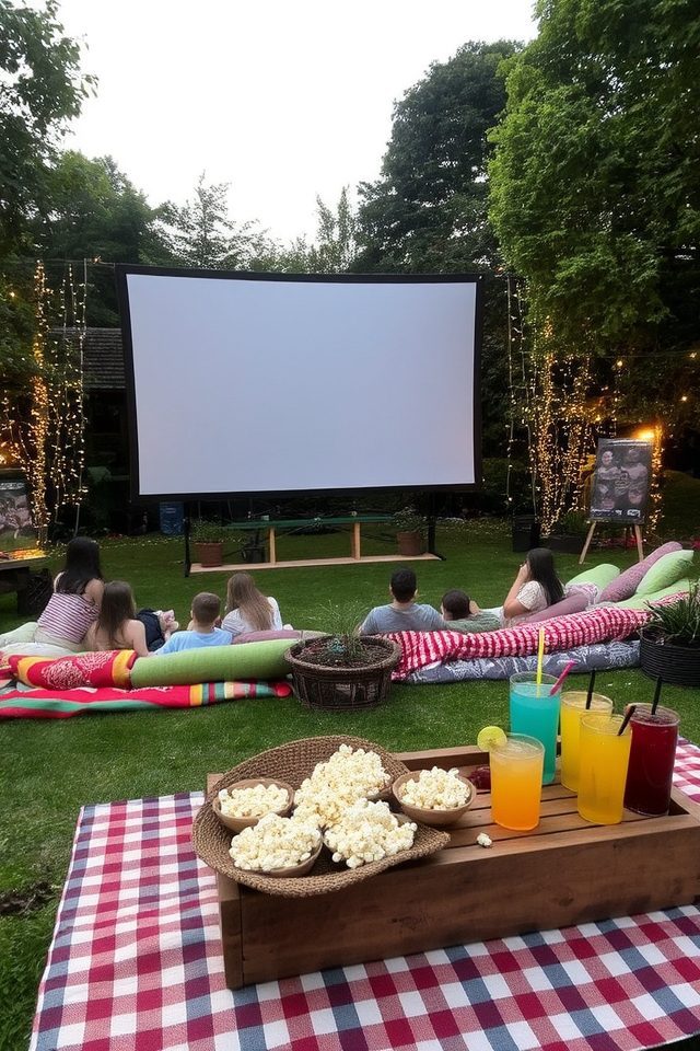 outdoor movie experience setup