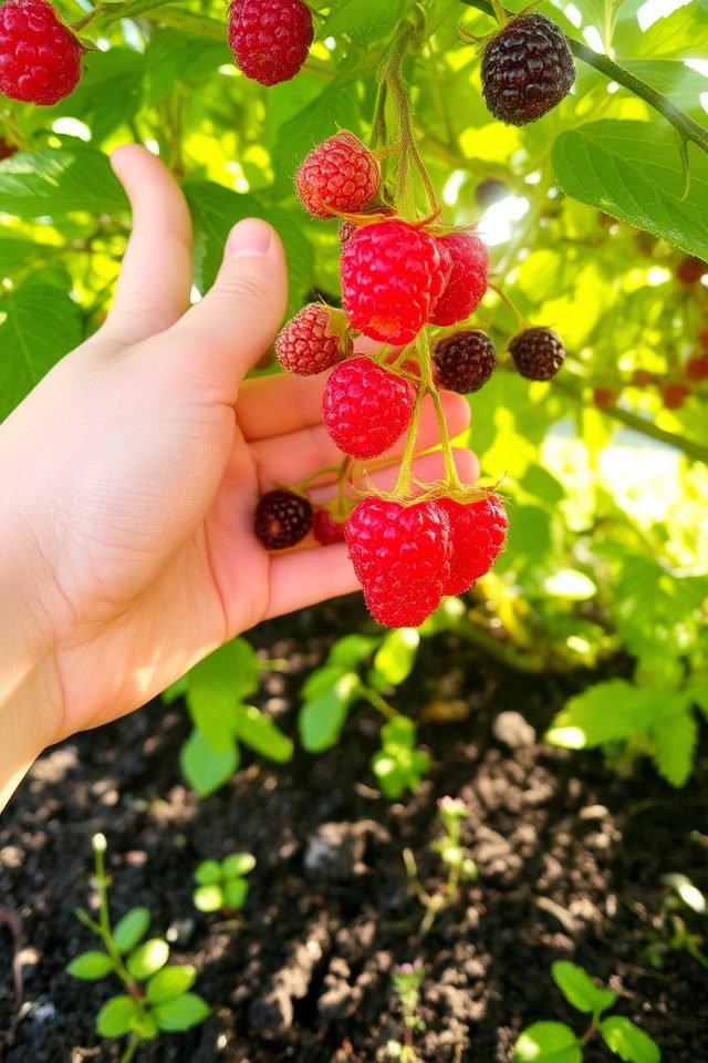 pick ripe raspberries gently