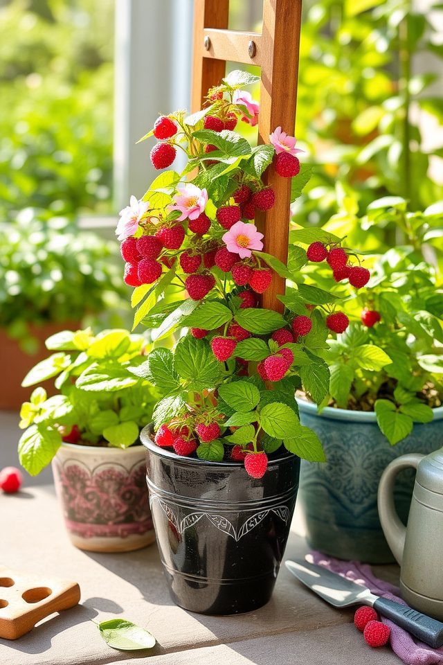 raspberry gardening in containers