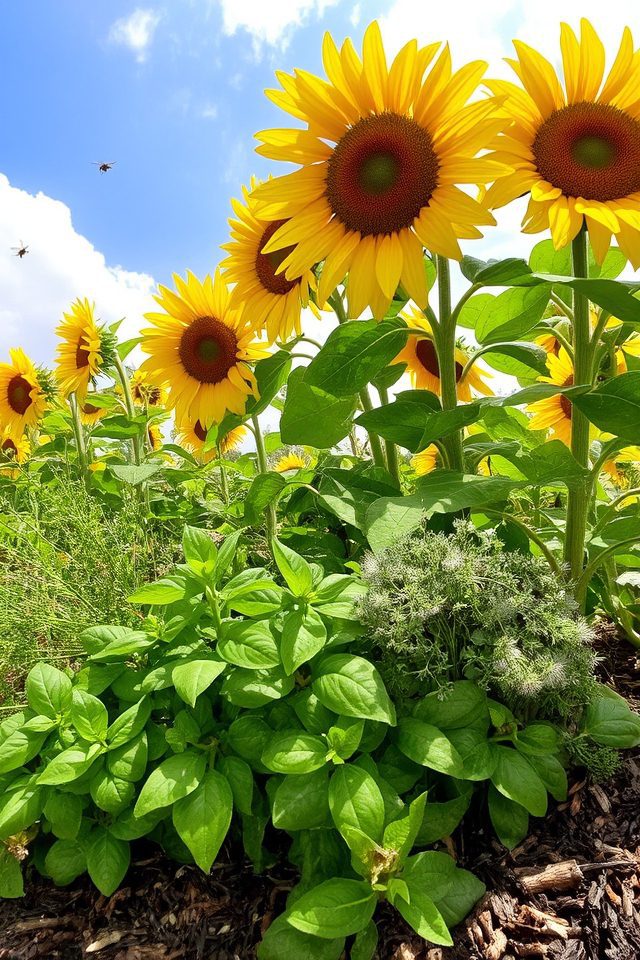 sunflowers enhance herb growth