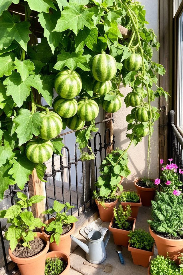 trellises support healthy watermelons