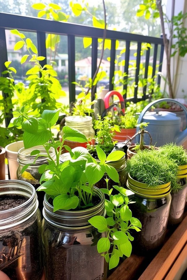 upcycled herb jar planters