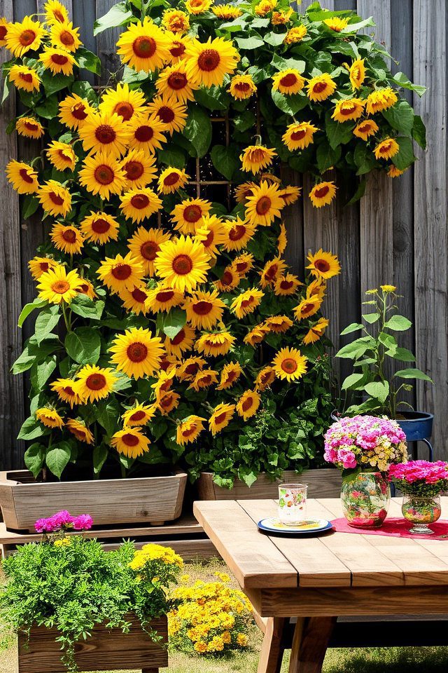 vertical sunflower garden displays