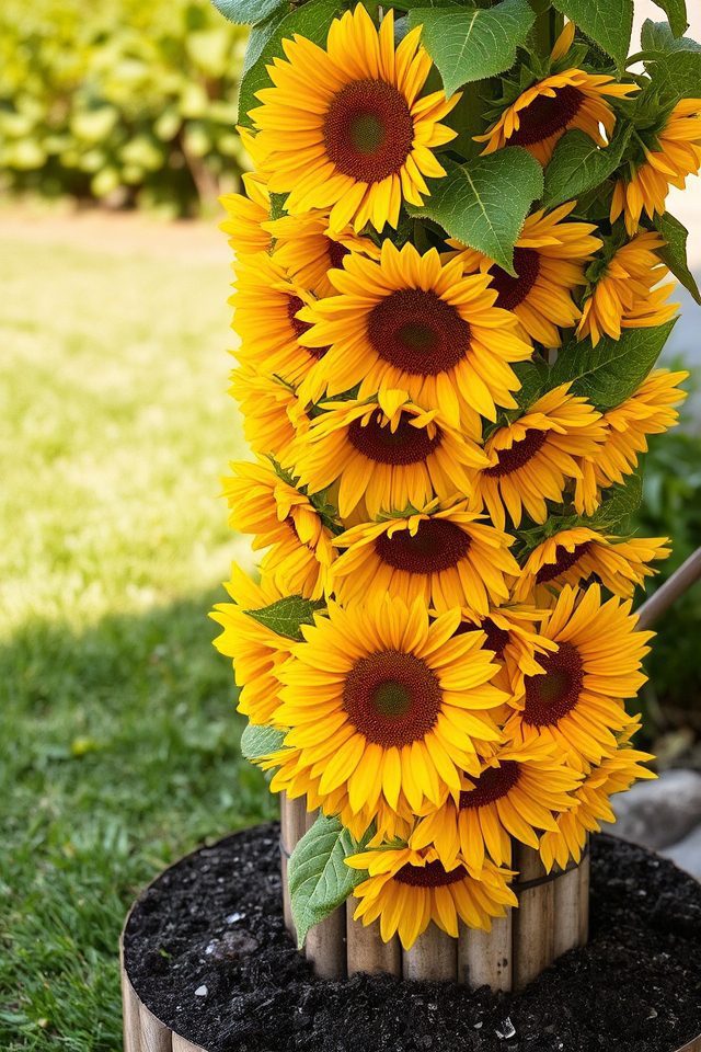 vertical sunflower garden tower