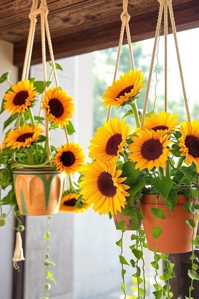 vertical sunflower planter display