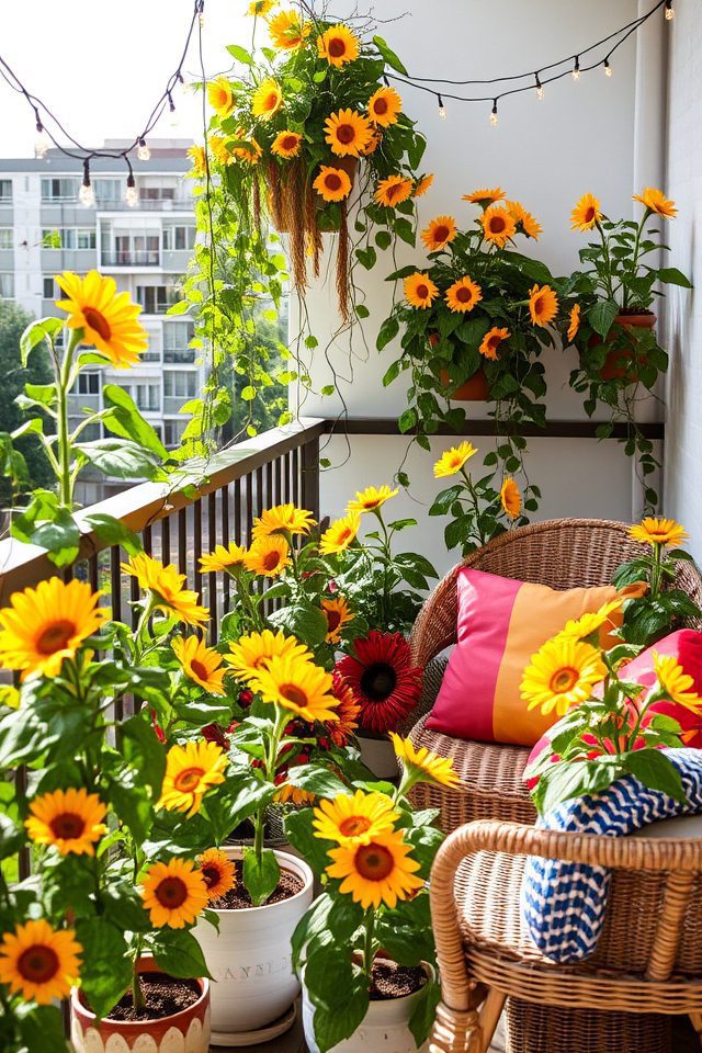 vibrant balcony sunflower retreat