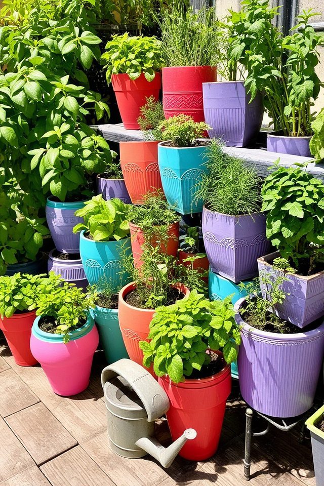 vibrant ceramic pots garden