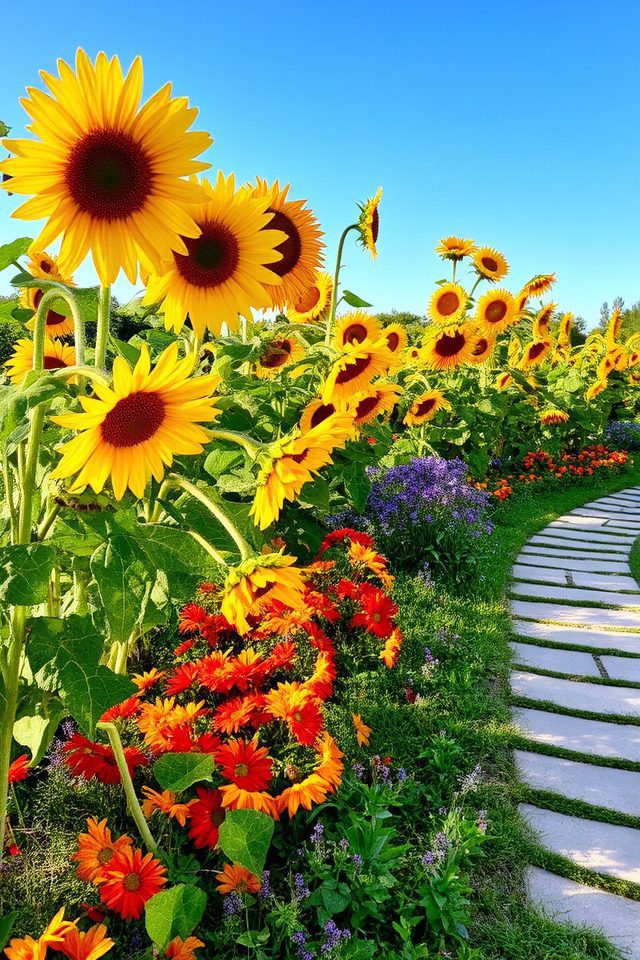 vibrant sunflower garden borders