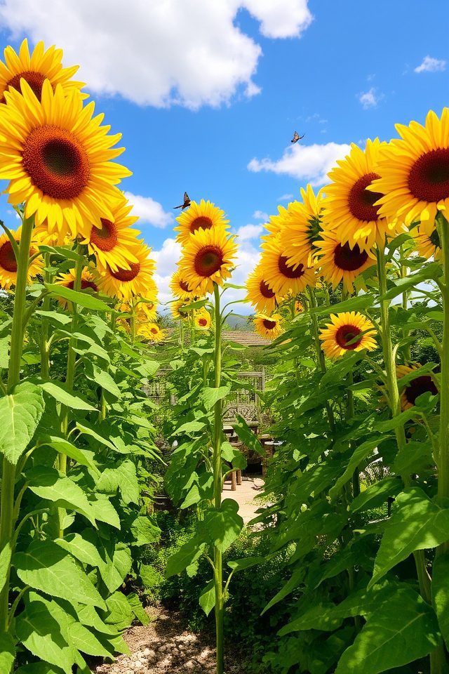 vibrant sunflower privacy barrier