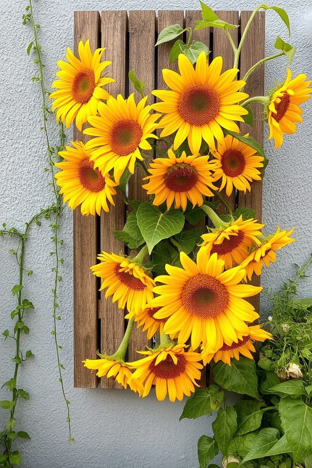 vibrant vertical sunflower garden