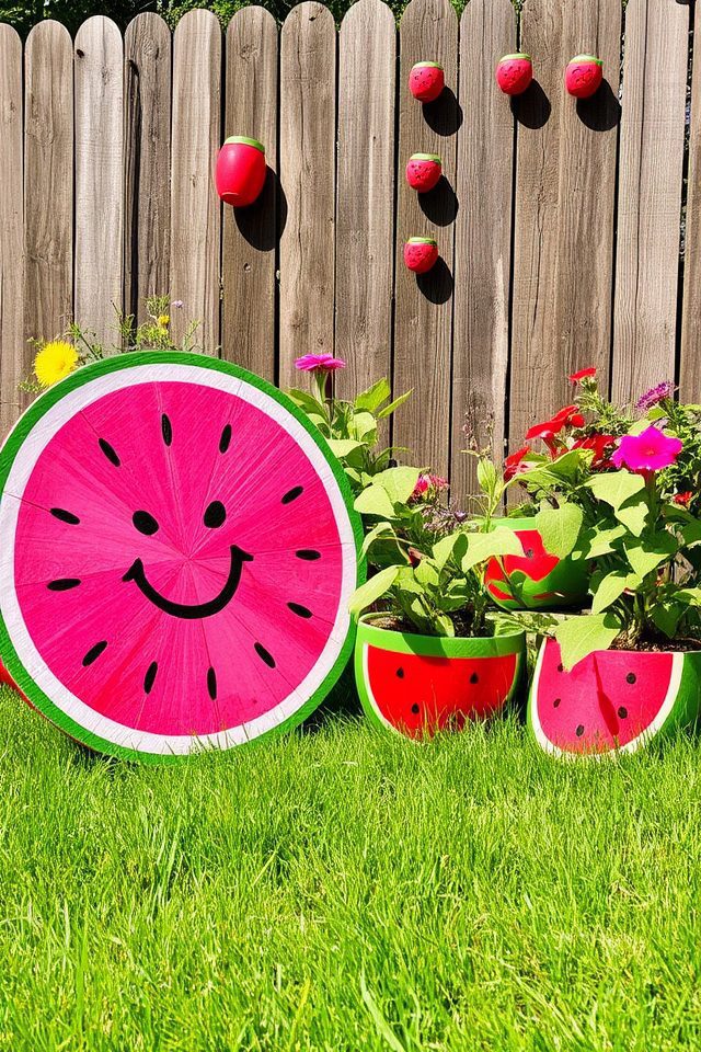 whimsical watermelon garden art