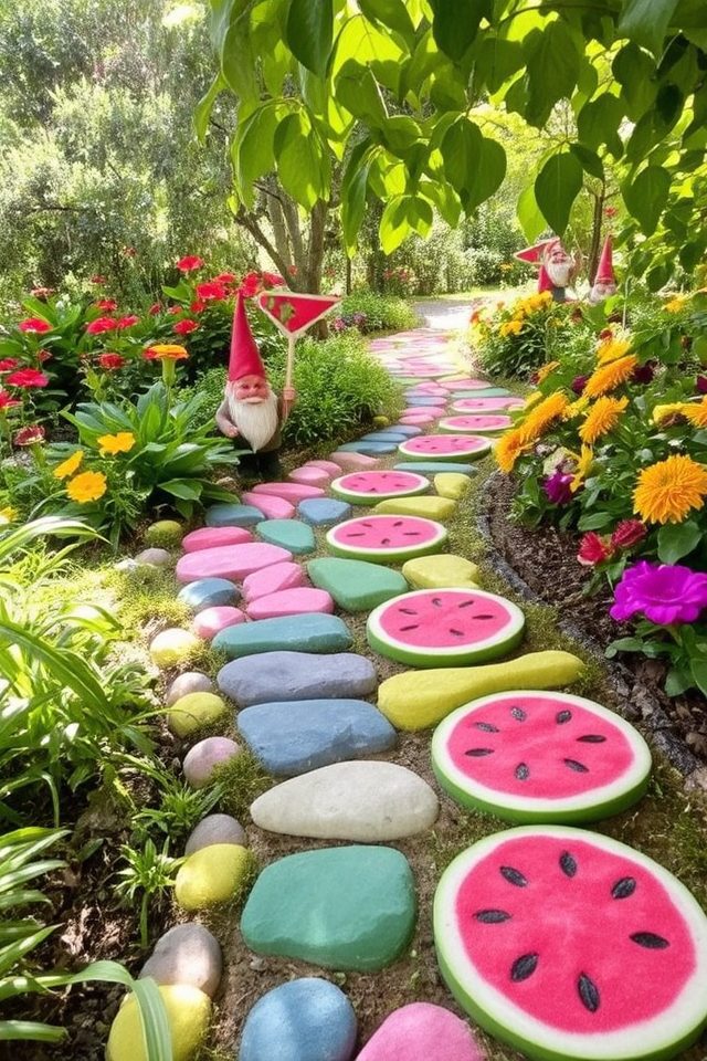 whimsical watermelon garden pathways