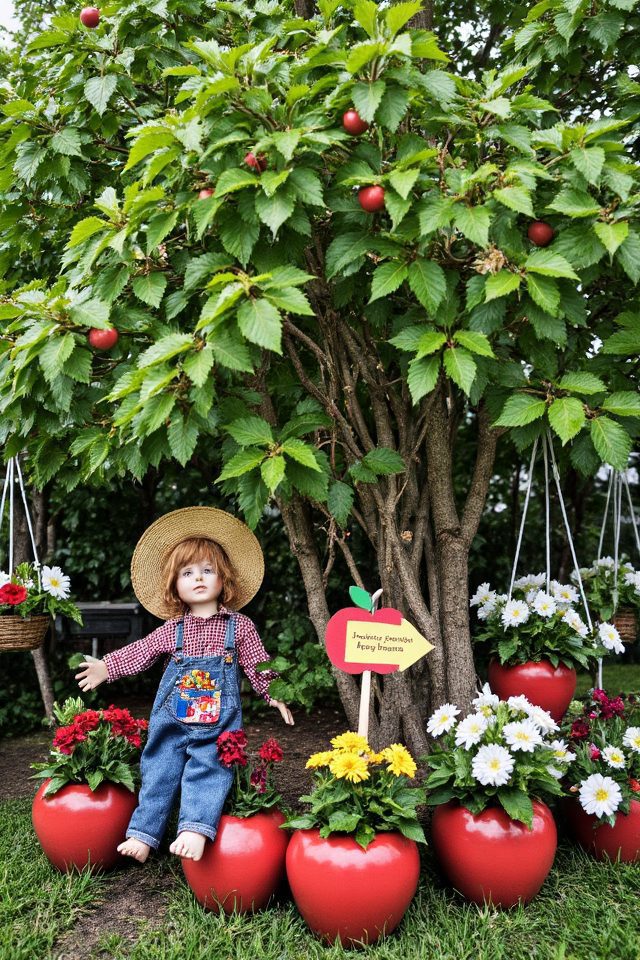 apple themed garden decorations