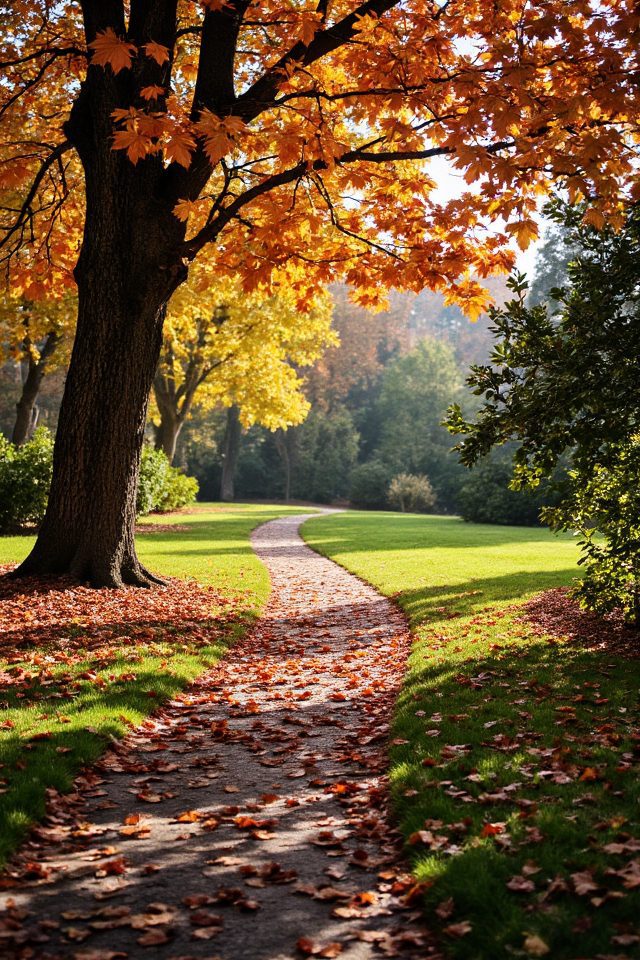 autumn leaves create pathways