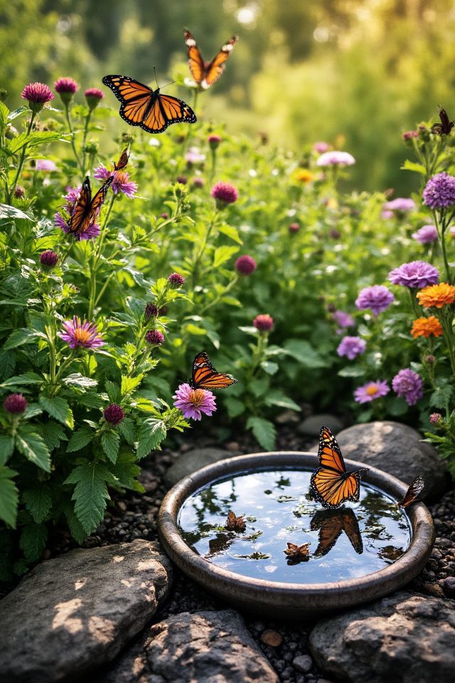 butterfly garden with plants