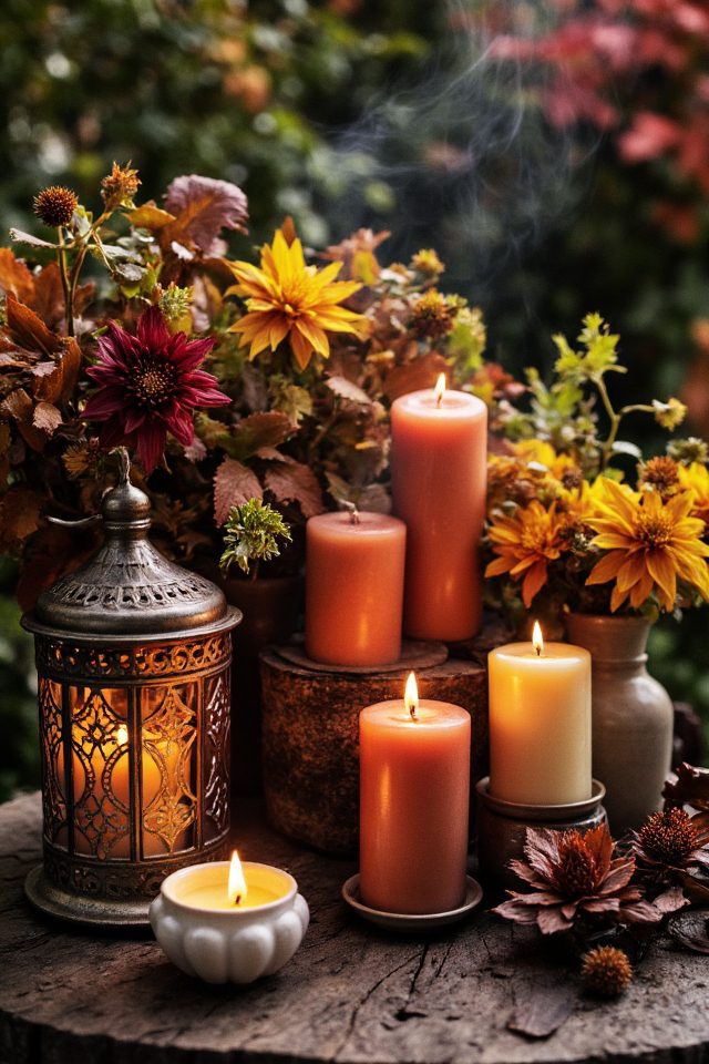 candlelit autumn garden ambiance