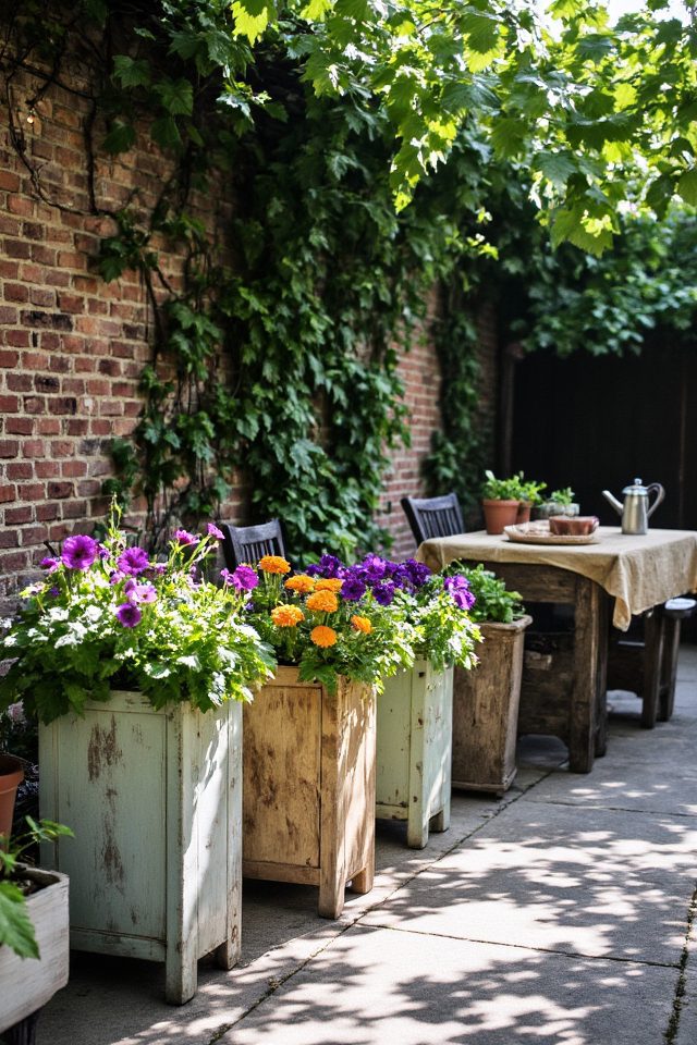 charming rustic wooden planters