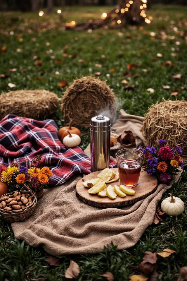 cider themed picnic celebration setup
