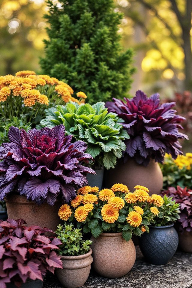 colorful foliage in containers