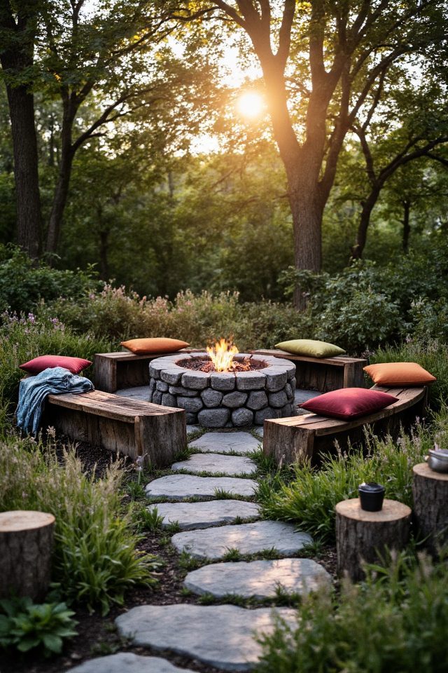 cozy rustic fire pit