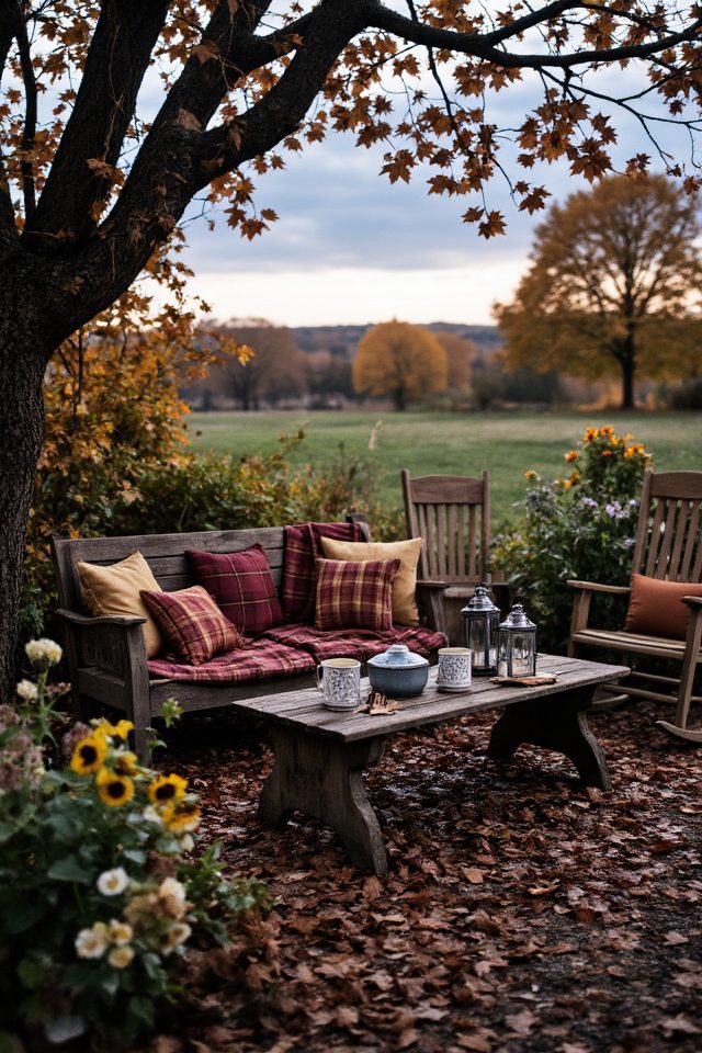 cozy rustic garden seating