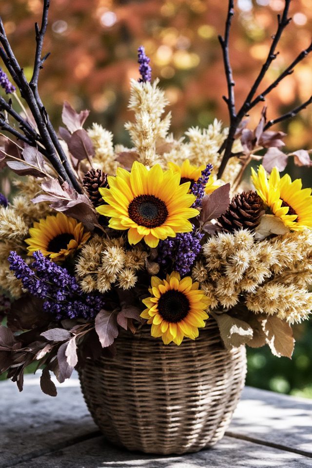 dried flowers autumn display
