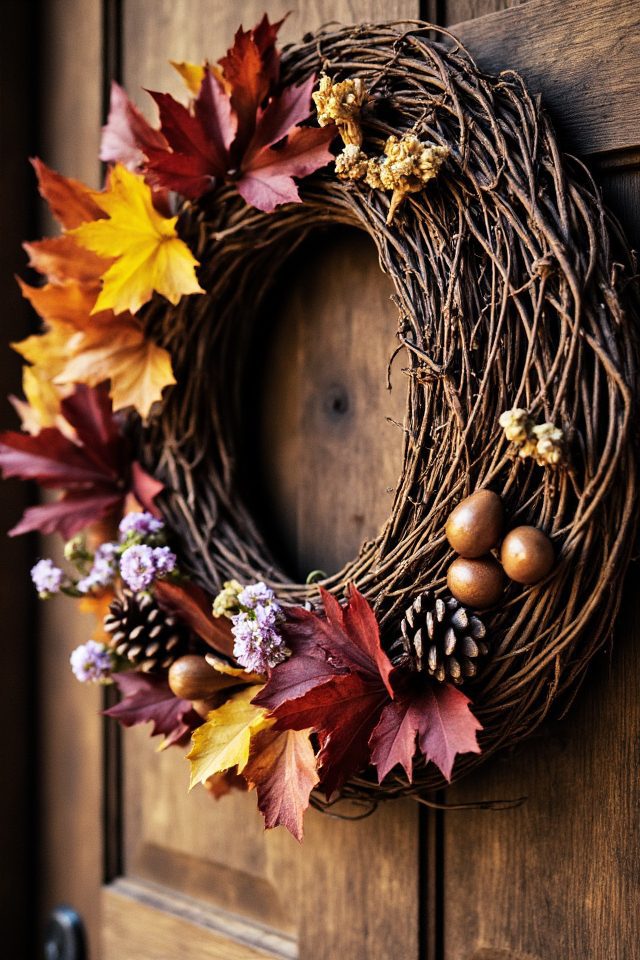 fall foliage wreath crafting