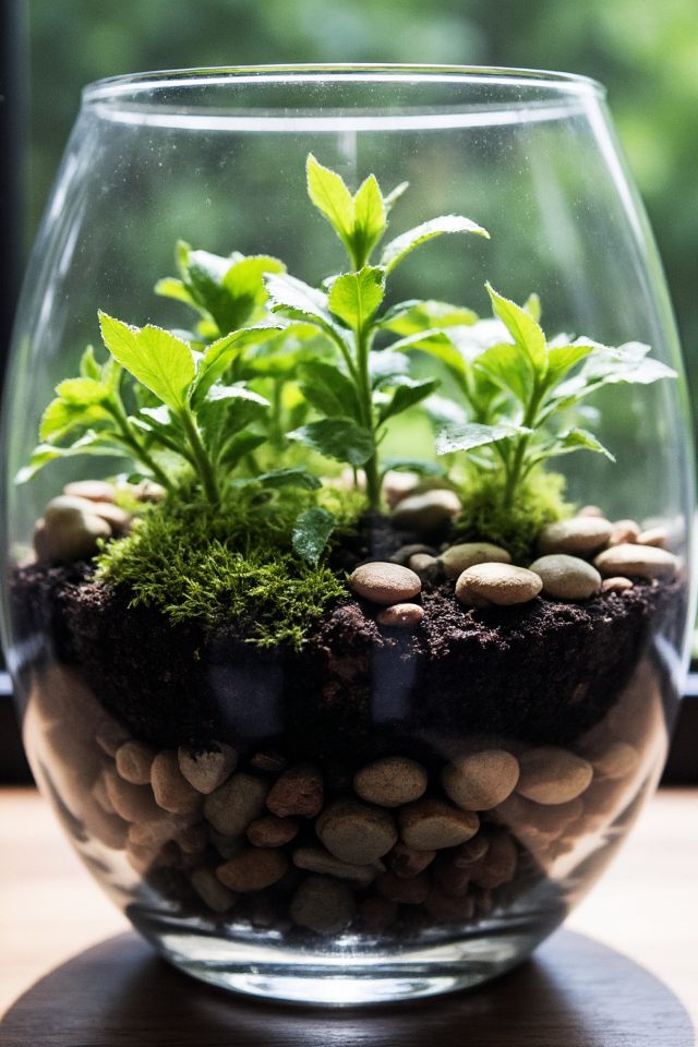 indoor coffee plant terrarium