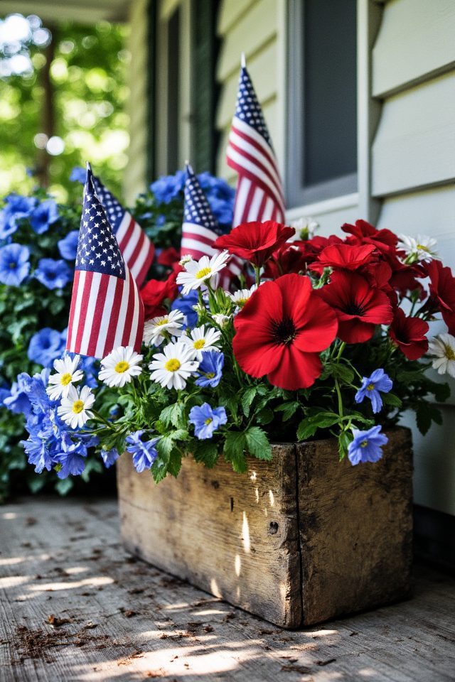 patriotic flower container arrangements